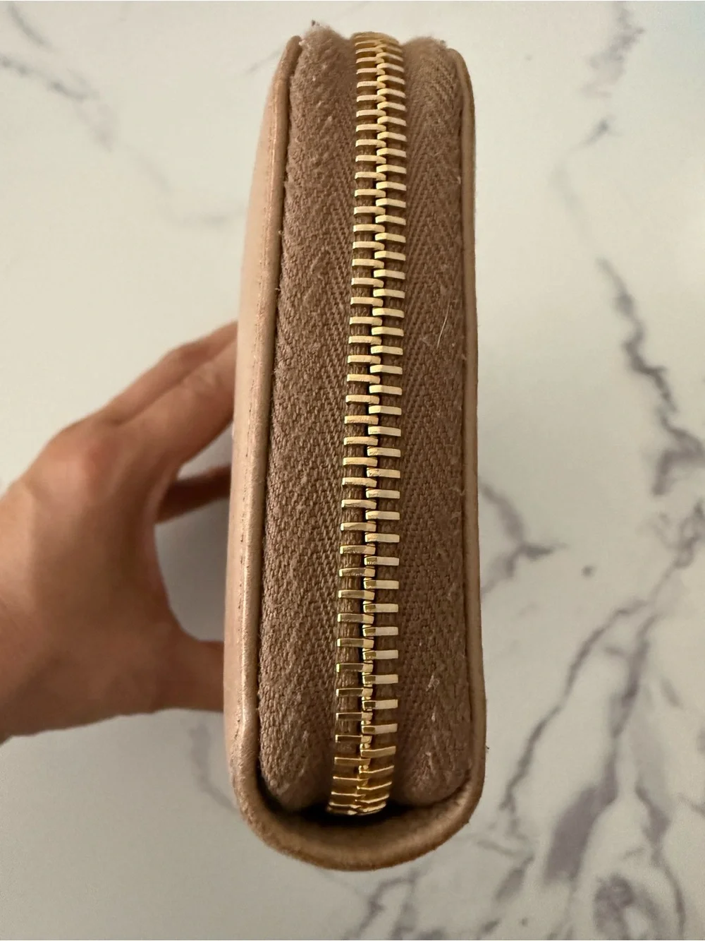 Prada Tan Leather Continental Wallet with Gold Logo Hardware